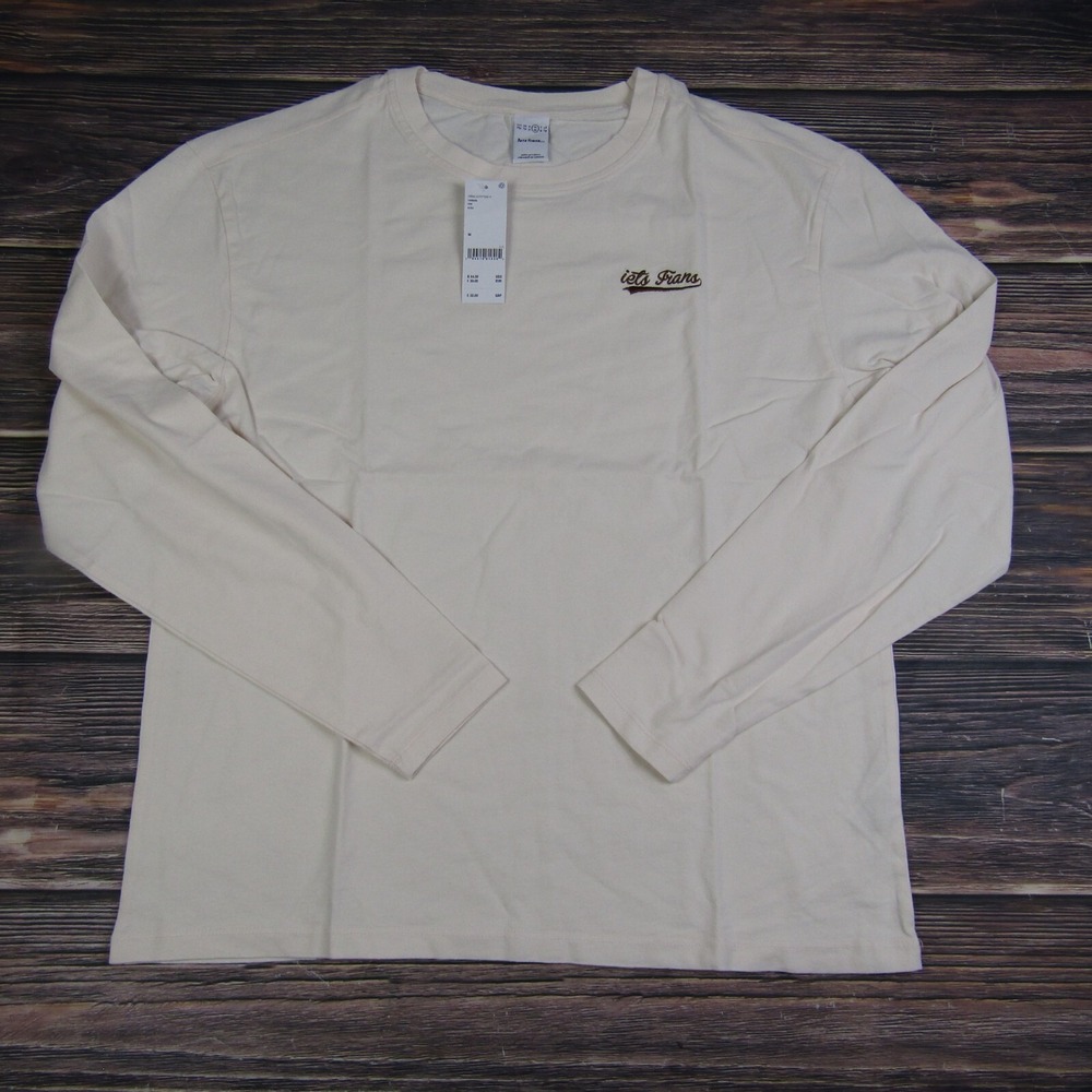 Urban Outfitters Iets Frans NEW Mens Medium Ivory Long Sleeve Tee T Shirt
